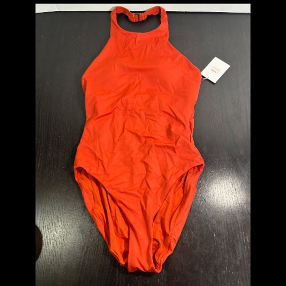 Andie Swim The Luzon Halter Eco Nylon One Piece Swimsuit Chili Pepper Size M NWT - Picture 4 of 16
